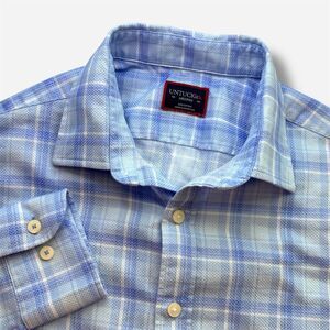 UNTUCKit Pinord Blue Check Cotton Long Sleeve Button Front Shirt Men's - Medium